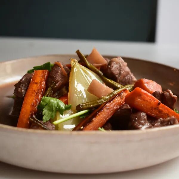 Boeuf bourguignon aux légumes et boulgour